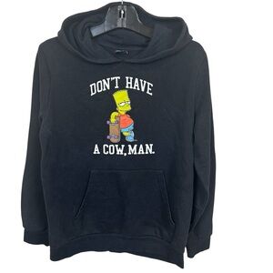 The Simpsons Hoodie size XL‎ Bart Simpson Black Don’t Have A Cow Man Skateboard